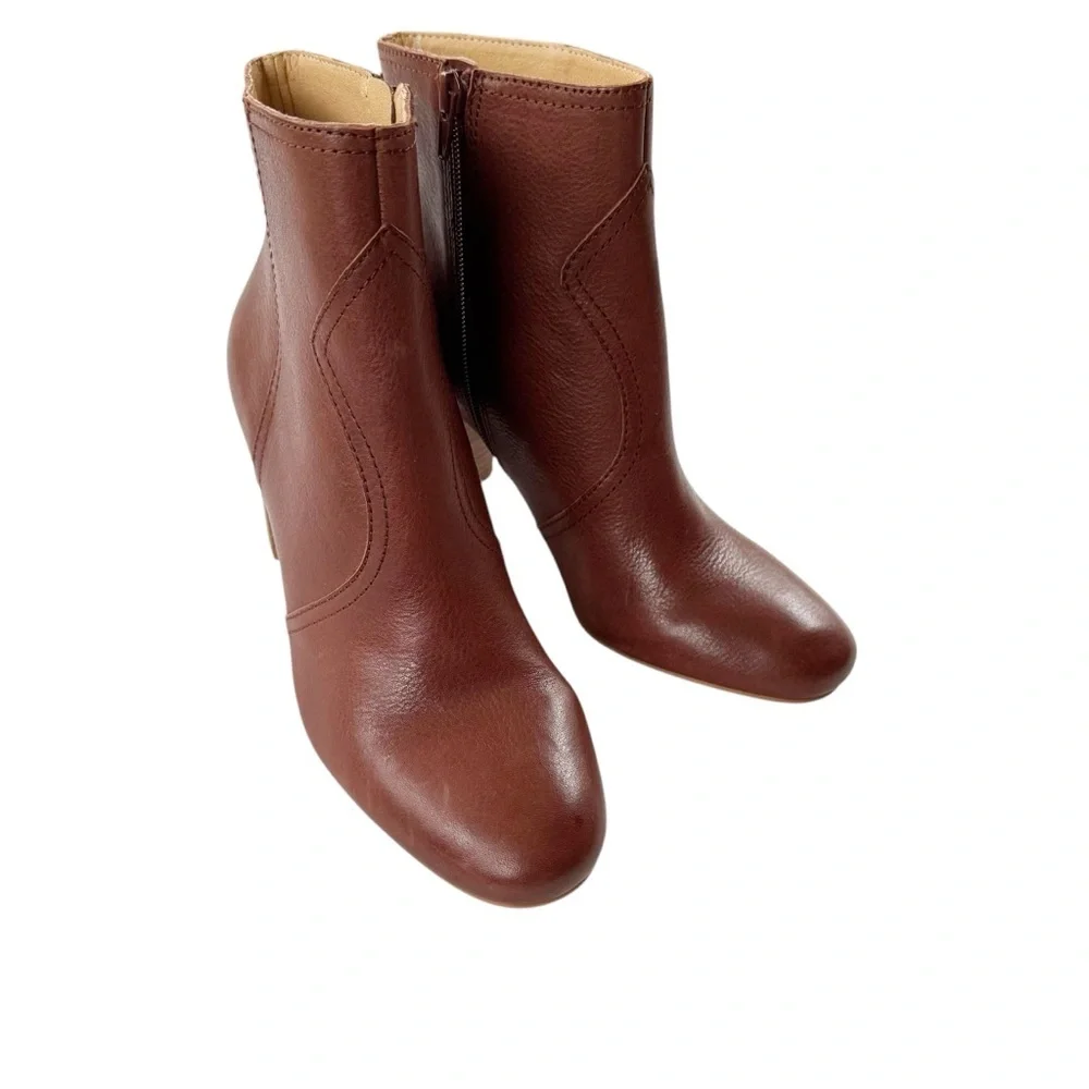 NWT LUCKY BRAND Leather Sheirin Ankle Boot Bootie Western Cognac Brown Size 7.5